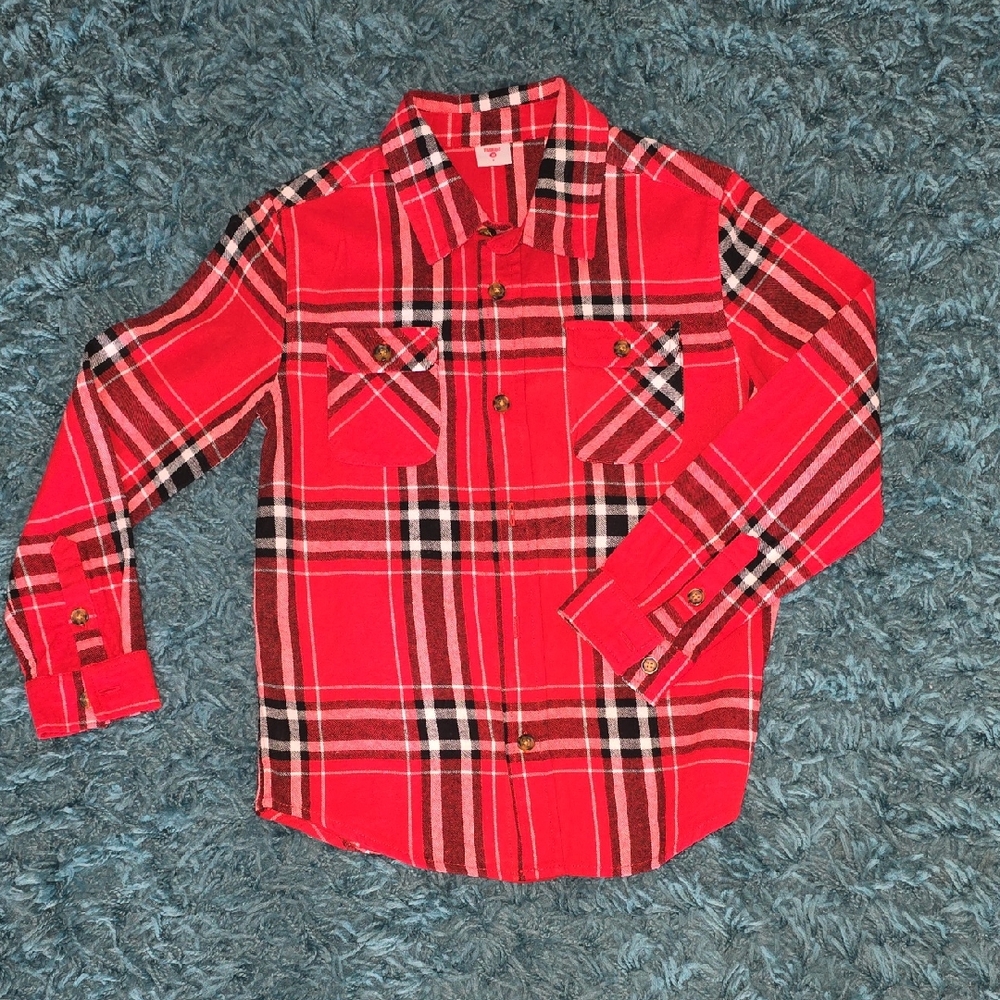 FabKids Red Plaid Button Down Shirt